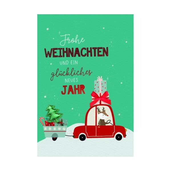 Weihnachten Handmade Weihnachtskarten mit Briefumschlag Rentier Auto mit Anhänger Frohe Weihnachten glückliches neues Jahr