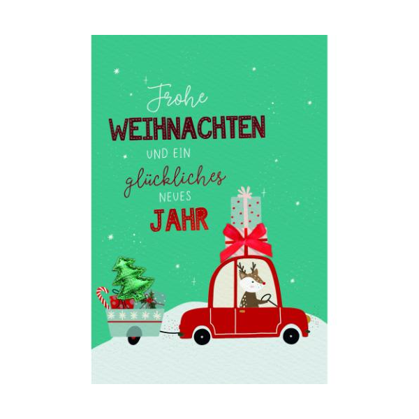 Weihnachten Handmade Weihnachtskarten mit Briefumschlag Rentier Auto mit Anhänger Frohe Weihnachten glückliches neues Jahr