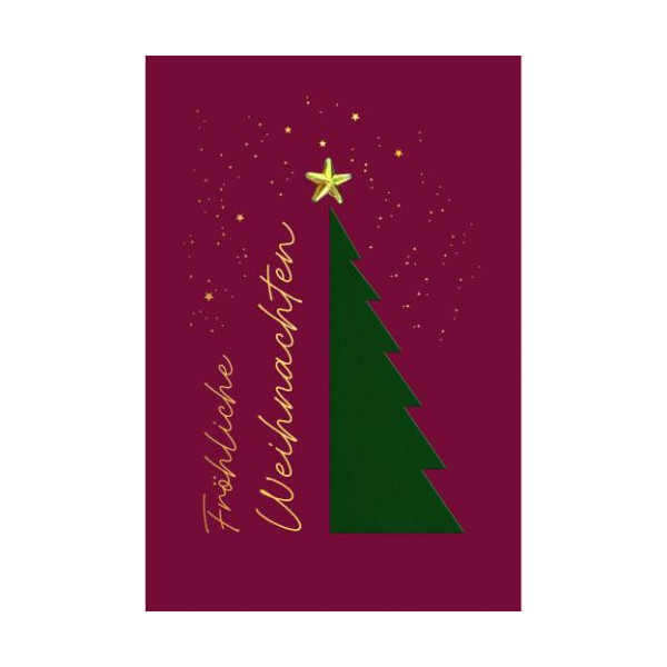 Weihnachten Handmade Weihnachtskarten mit Briefumschlag Halber Tannenbaum Stern Fröhliche Weihnachten