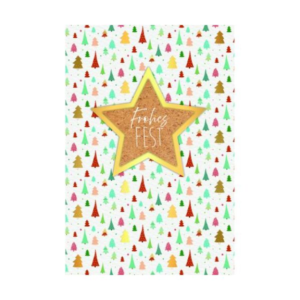Weihnachten Handmade Weihnachtskarten mit Briefumschlag Tannebäume Frohes Fest Korkstern