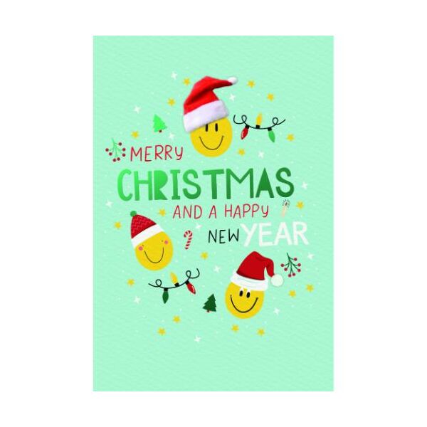Weihnachten Handmade Weihnachtskarten mit Briefumschlag Smileys mit Weihnachtsmütze Merry Christmas and a happy new year