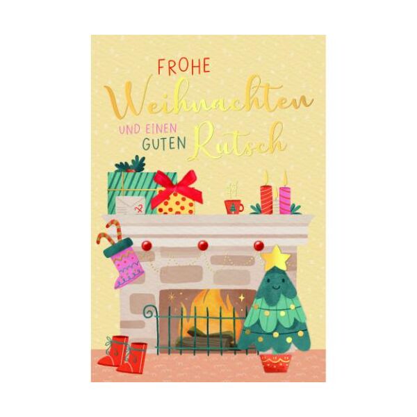 Weihnachten Handmade Weihnachtskarten mit Briefumschlag Kamin Geschenke Frohe Weiohnachten und einen guten Rutsch