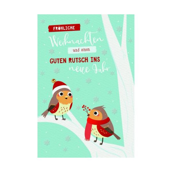Weihnachten Handmade Weihnachtskarten mit Briefumschlag Vögel Mistelzweig fröhliche Weihnachten und einen guten Rutsch ins neue Jahr