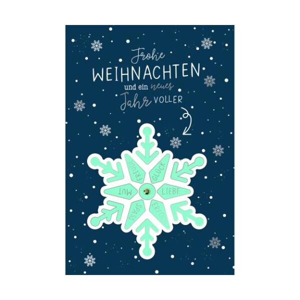 Weihnachtskarten mit Drehelement mit Briefumschlag Schneeflocke Frohe Weihnachten und ein neues Jahr voller Wünsche