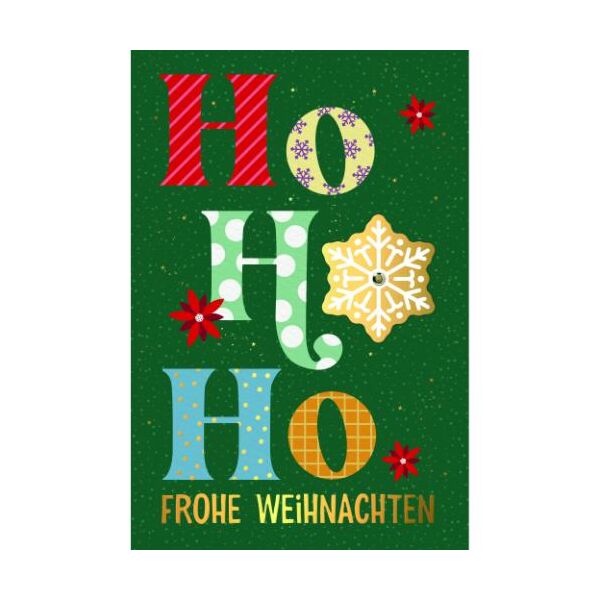 Weihnachtskarten mit Drehelement mit Briefumschlag Schneeflocke Ho Ho Ho Frohe Weihnachten
