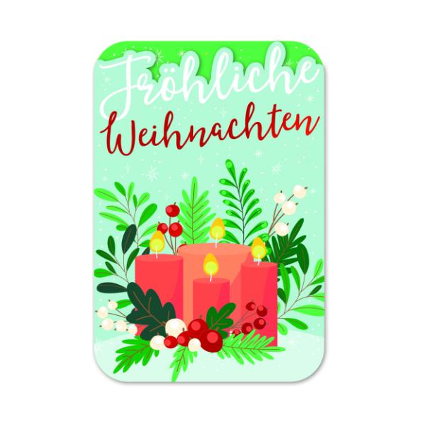 Weihnachten gestanzte Karte mit Innendruck und Briefumschlag Adventskranz Fröhliche Weihnachten