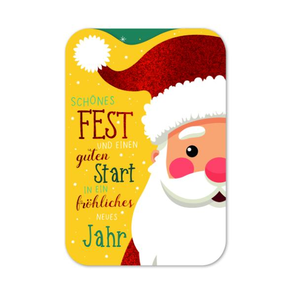 Weihnachten gestanzte Karte mit Innendruck und Briefumschlag Weihnachtsmann schönes Fest und einen guten Start in ein neues Jahr