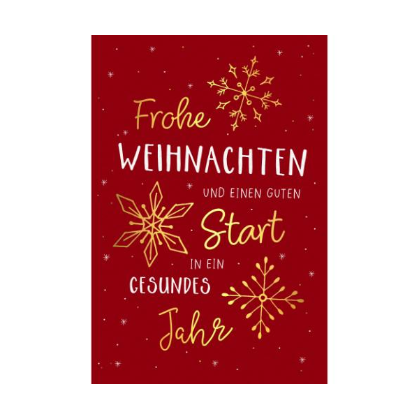 Weihnachtskarten mit Briefumschlag Schneeflocken Frohe Weihnachten guten start in ein gesundes Jahr