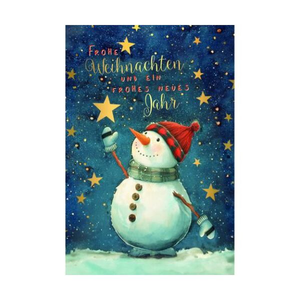 Weihnachtskarten mit Briefumschlag Schneemann Sterne Frohe Weihnachten und ein frohes neues Jahr