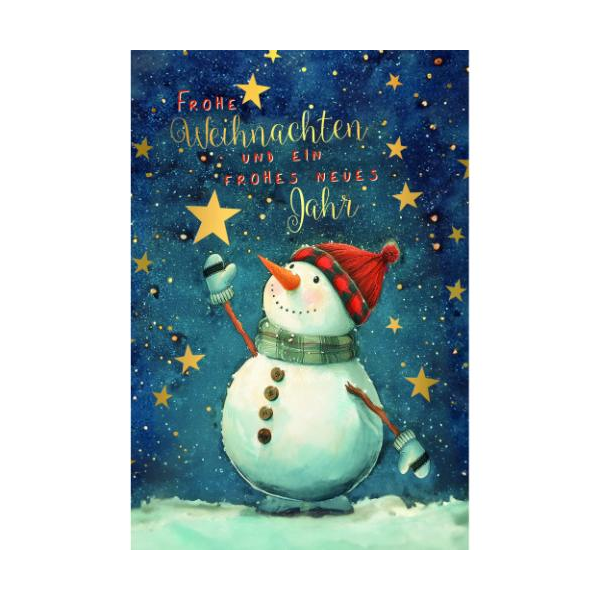 Weihnachtskarten mit Briefumschlag Schneemann Sterne Frohe Weihnachten und ein frohes neues Jahr