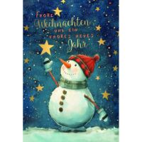 Weihnachtskarten mit Briefumschlag Schneemann Sterne...