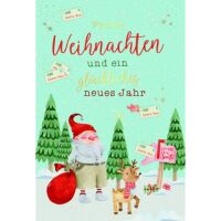Weihnachtskarten mit Briefumschlag Zwerg Rentier...