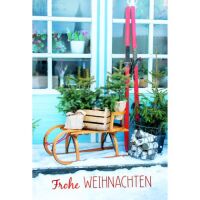Weihnachtskarten mit Briefumschlag Schlitten mit...