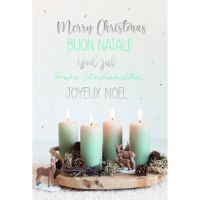 Weihnachtskarten mit Briefumschlag Adventskranz Merry...