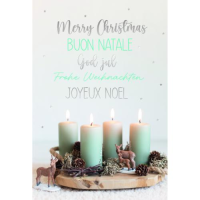 Weihnachtskarten mit Briefumschlag Adventskranz Merry...