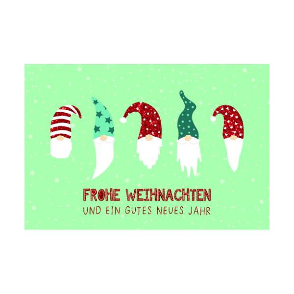 Weihnachtskarten mit Briefumschlag Wichtel Zwerge Frohe Weihnachten und ein gutes neues Jahr