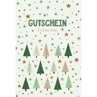 Weihnachten Gutschein mit Briefumschlag Nadelbäume...