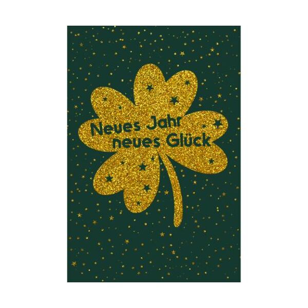 Neujahr Silvester mit Briefumschlag Kleeblatt Neues Jahr neues Glück Sterne