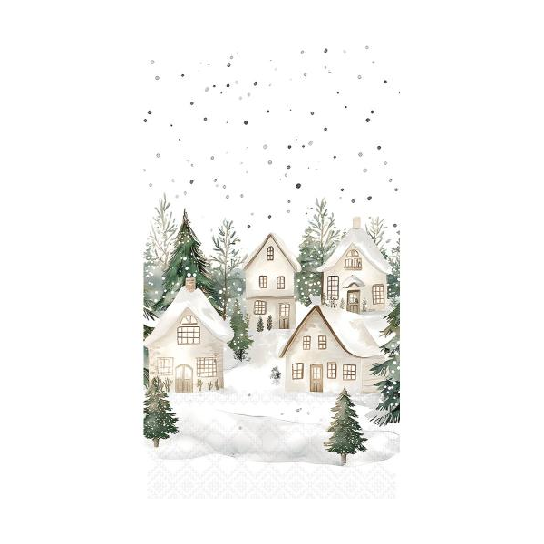 Weihnachten Servietten Gästetuch 30 x 40 Dorf im Schnee Snowy houses FSC Mix