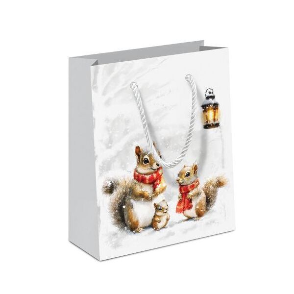 Weihnachten Geschenktasche A5-Format Eichhörnchen Familie Squirrel family