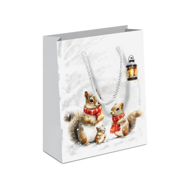 Weihnachten Geschenktasche A5-Format Eichhörnchen Familie Squirrel family