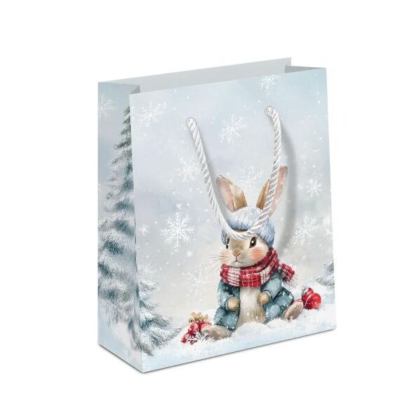 Weihnachten Geschenktasche A5-Format Hase im Schnee Bugsy