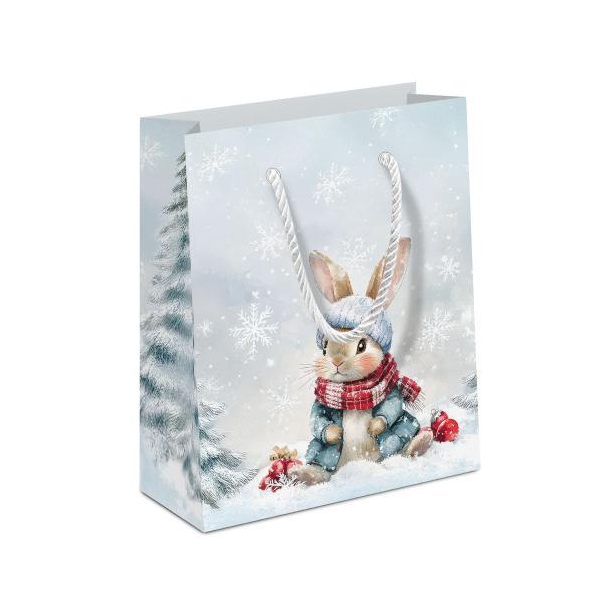 Weihnachten Geschenktasche A5-Format Hase im Schnee Bugsy