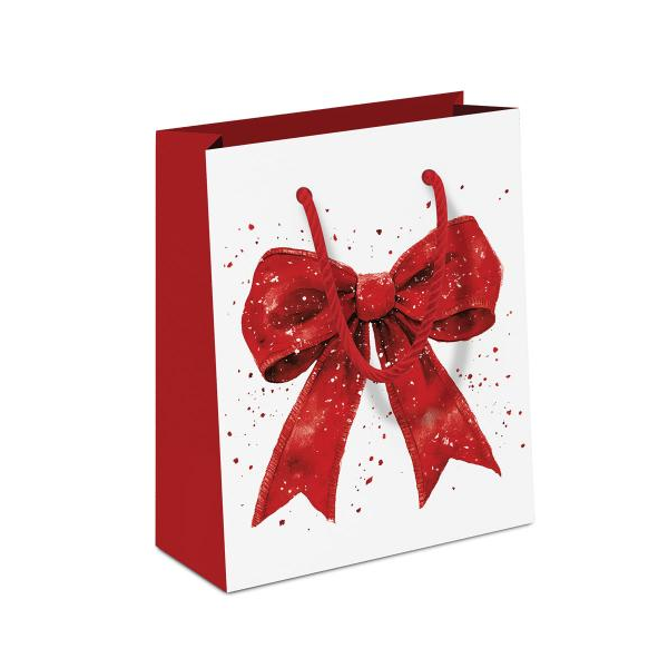 Weihnachten Geschenktasche A5-Format rote Geschenkschleife Fancy bow red/white