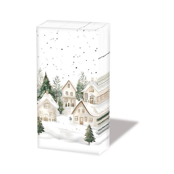 Weihnachten Taschentücher Dorf im Schnee 10 Stück Snowy houses