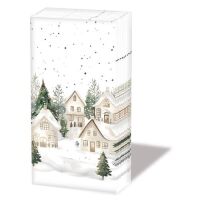 Weihnachten Taschentücher Dorf im Schnee 10...