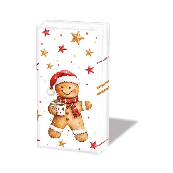 Weihnachten Taschentücher Lebkuchenmann mit Kakao 10 Stück Cocoa and cookie