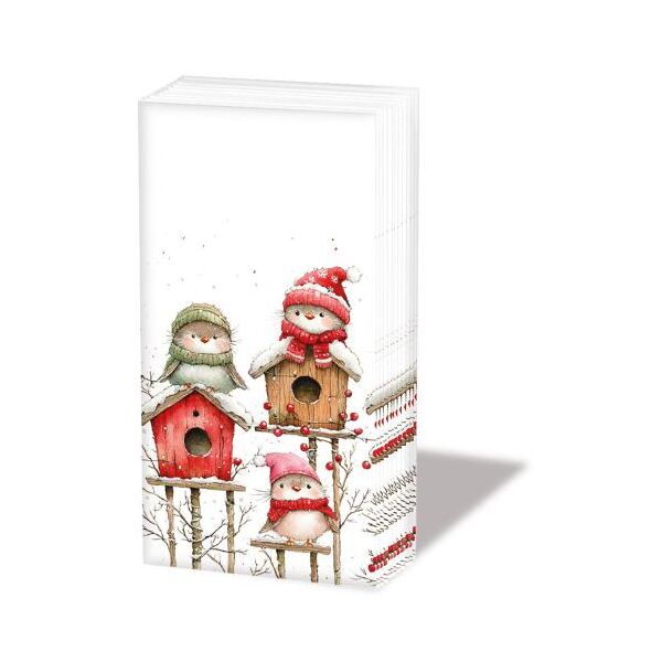 Weihnachten Taschentücher Vogelhaus Quartett 10 Stück Birdhouse quartet white