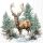 Weihnachten Servietten Cocktail 25x25 3-lagig 20 Stück Hirsch im Wald  Winter stag white FSC Mix