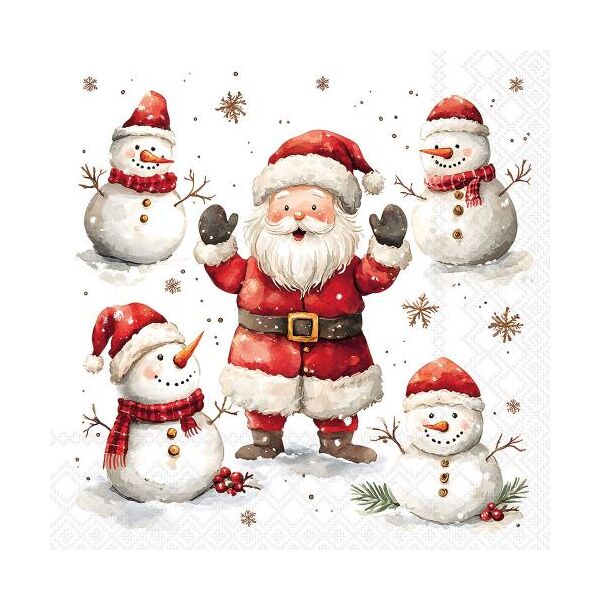 Weihnachten Servietten Cocktail 25x25 3-lagig 20 Stück Weihnachtsmann Schneemänner  Jolly friends FSC Mix