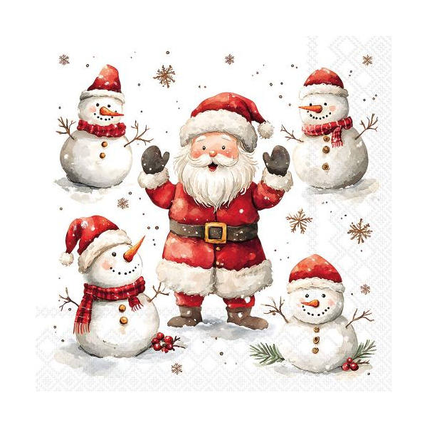 Weihnachten Servietten Cocktail 25x25 3-lagig 20 Stück Weihnachtsmann Schneemänner  Jolly friends FSC Mix