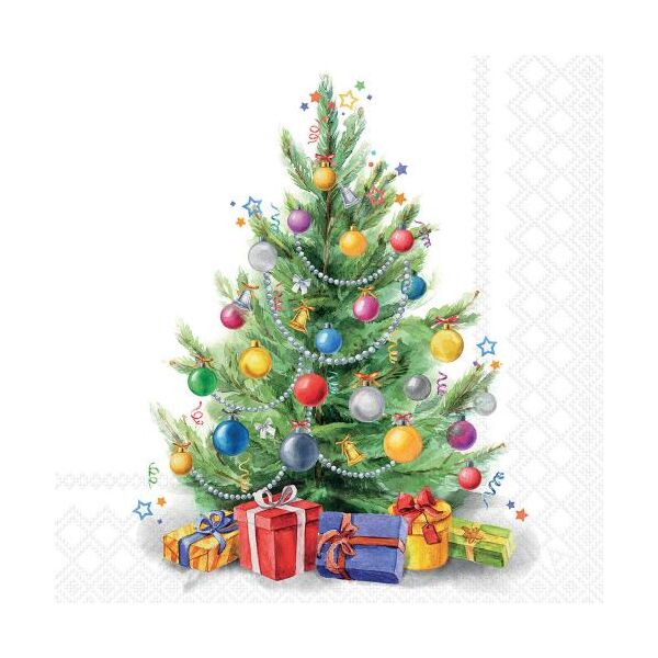 Weihnachten Servietten Cocktail 25x25 3-lagig 20 Stück Christbaum mit Geschenken Tree of joy FSC Mix