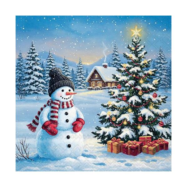 Weihnachten Servietten Cocktail 25x25 3-lagig 20 Stück Schneemann Haus Tannenbaum Cool guard FSC Mix