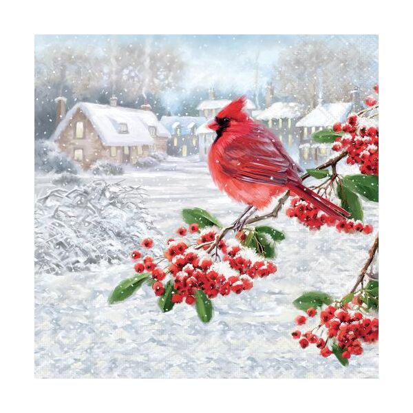 Weihnachten Servietten Cocktail 25x25 3-lagig 20 Stück Kardinal auf Mistelzweig Cardinal FSC Mix