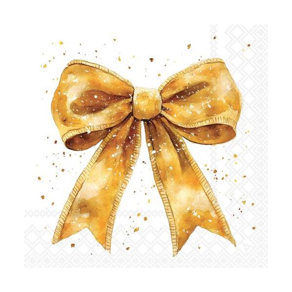 Weihnachten Servietten Cocktail 25x25 3-lagig 20 Stück goldene Geschenkschleife Fancy bow gold/white FSC Mix