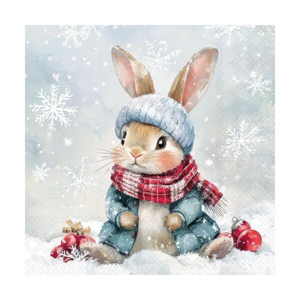 Weihnachten Servietten Lunch 33x33 3-lagig 20 Stück Hase im Schnee  Bugsy FSC Mix