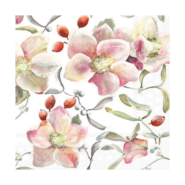 Weihnachten Servietten Lunch 33x33 3-lagig 20 Stück Magnolie weiß Festive grace grey FSC Mix