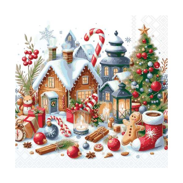 Weihnachten Servietten Lunch 33x33 3-lagig 20 Stück Weihnachtliche Ornamente Christmas scenery FSC Mix