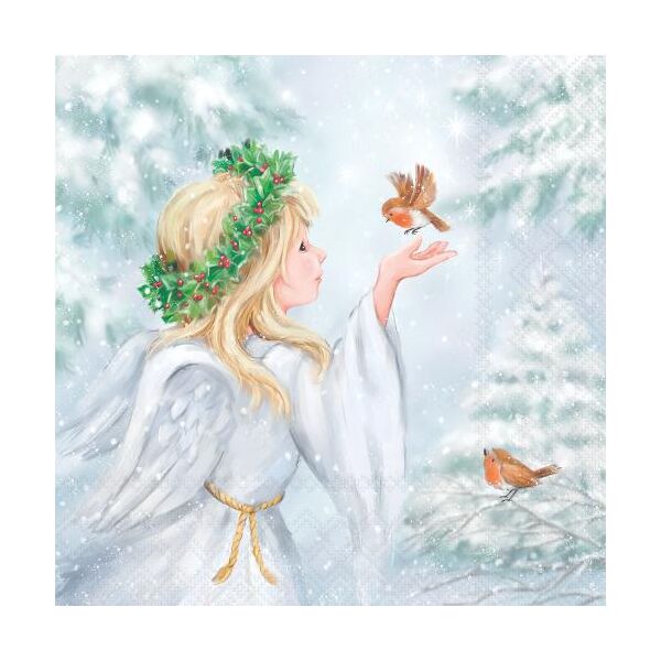 Weihnachten Servietten Lunch 33x33 3-lagig 20 Stück Engel und Rotkelchen Schnee Angels friend FSC Mix
