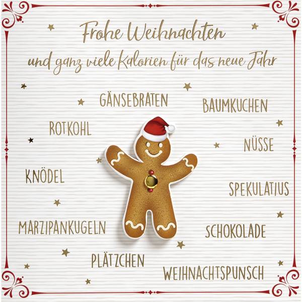 Weihnachten Quadratische Glückwunschkarte mit Umschlag Moving Cards Drehscheibe Kalorien Frohe Weihnachten
