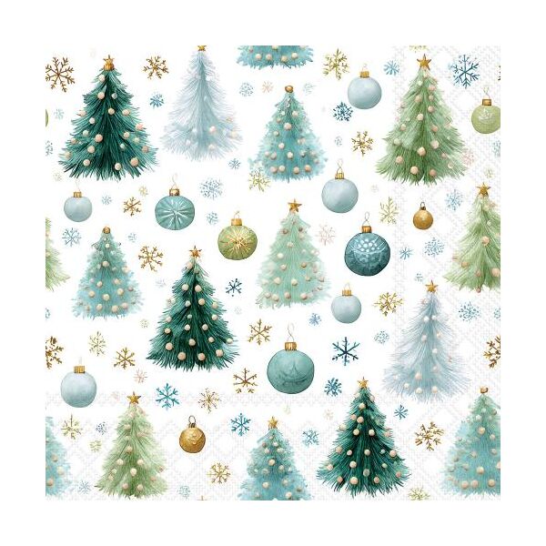 Weihnachten Servietten Lunch 33x33 3-lagig 20 Stück Christbaumkugeln und Kiefern Baubles and pines FSC Mix
