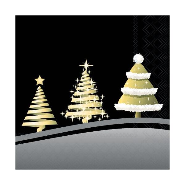 Weihnachten Servietten Lunch 33x33 3-lagig 20 Stück Bäume in Reihe schwarz Three in a row black FSC Mix
