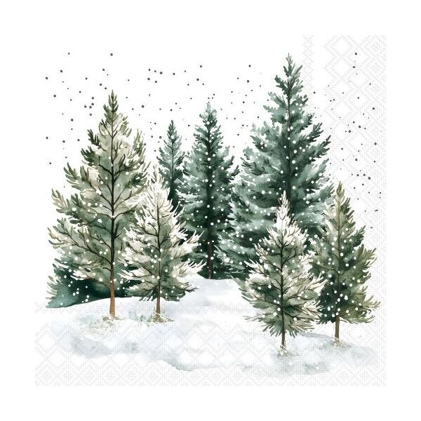 Weihnachten Servietten Lunch 33x33 3-lagig 20 Stück Kiefern im Schnee Whispering pines FSC Mix