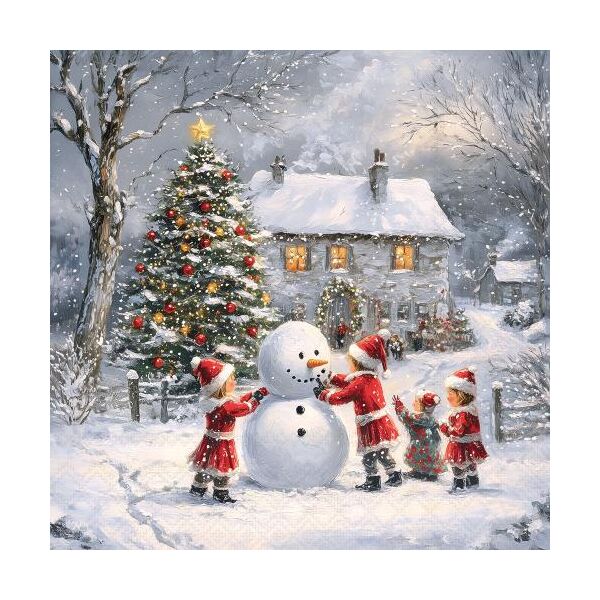 Weihnachten Servietten Lunch 33x33 3-lagig 20 Stück Kinder bauen Schneemann Winter playtime FSC Mix