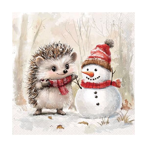 Weihnachten Servietten Lunch 33x33 3-lagig 20 Stück Igel und Schneemann Spike and Frosty FSC Mix