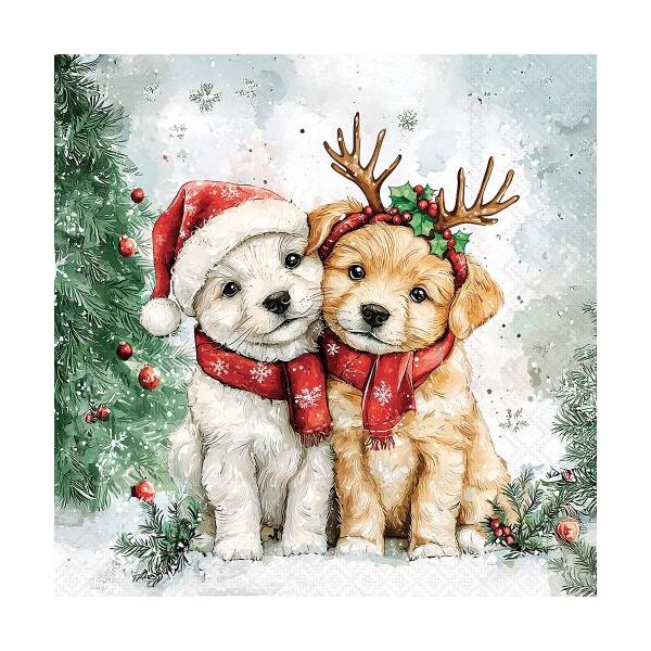 Weihnachten Servietten Lunch 33x33 3-lagig 20 Stück Hunde Freunde Cody and Buddy FSC Mix